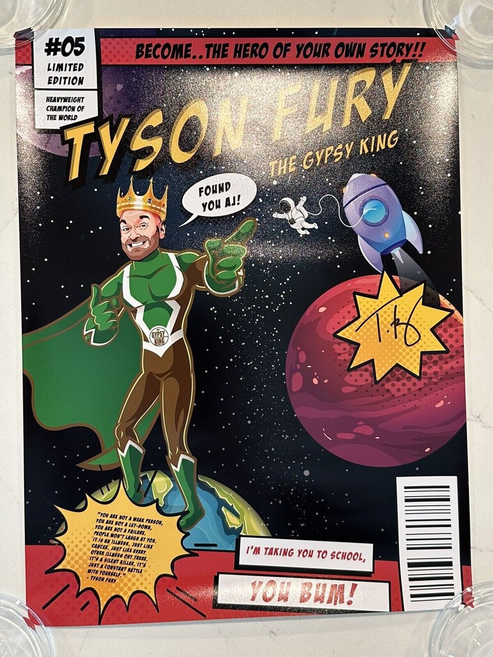 Tyson Fury Signed Limited Edition Comic 16x12 Poster No 5. Joshua Ali Wilder